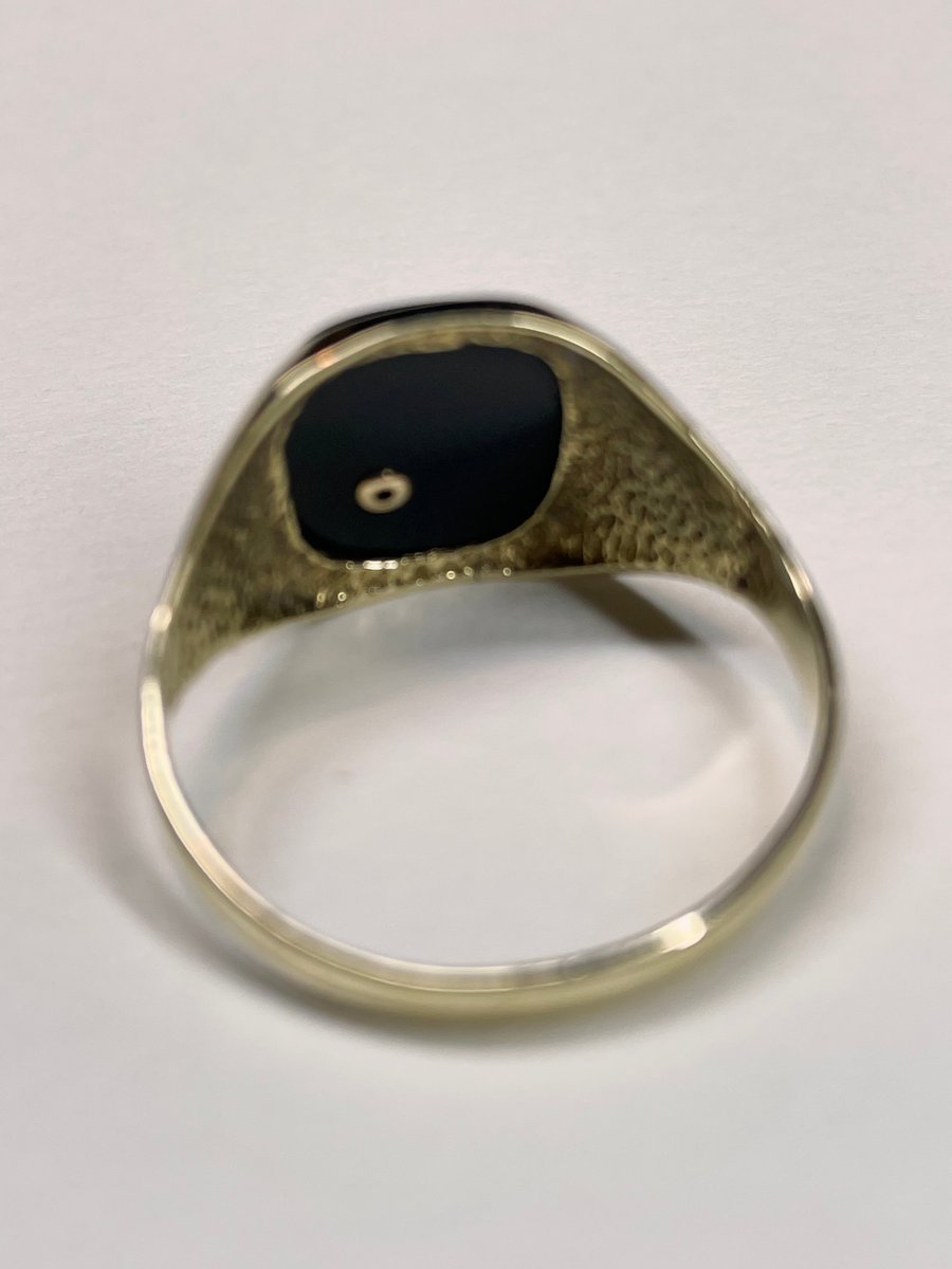 Vintage 9K Gold Supreme Shaped VVS1 Diamond Eye Playboy Onyx Signet Ring  (1970's) | WATER AND GOLD